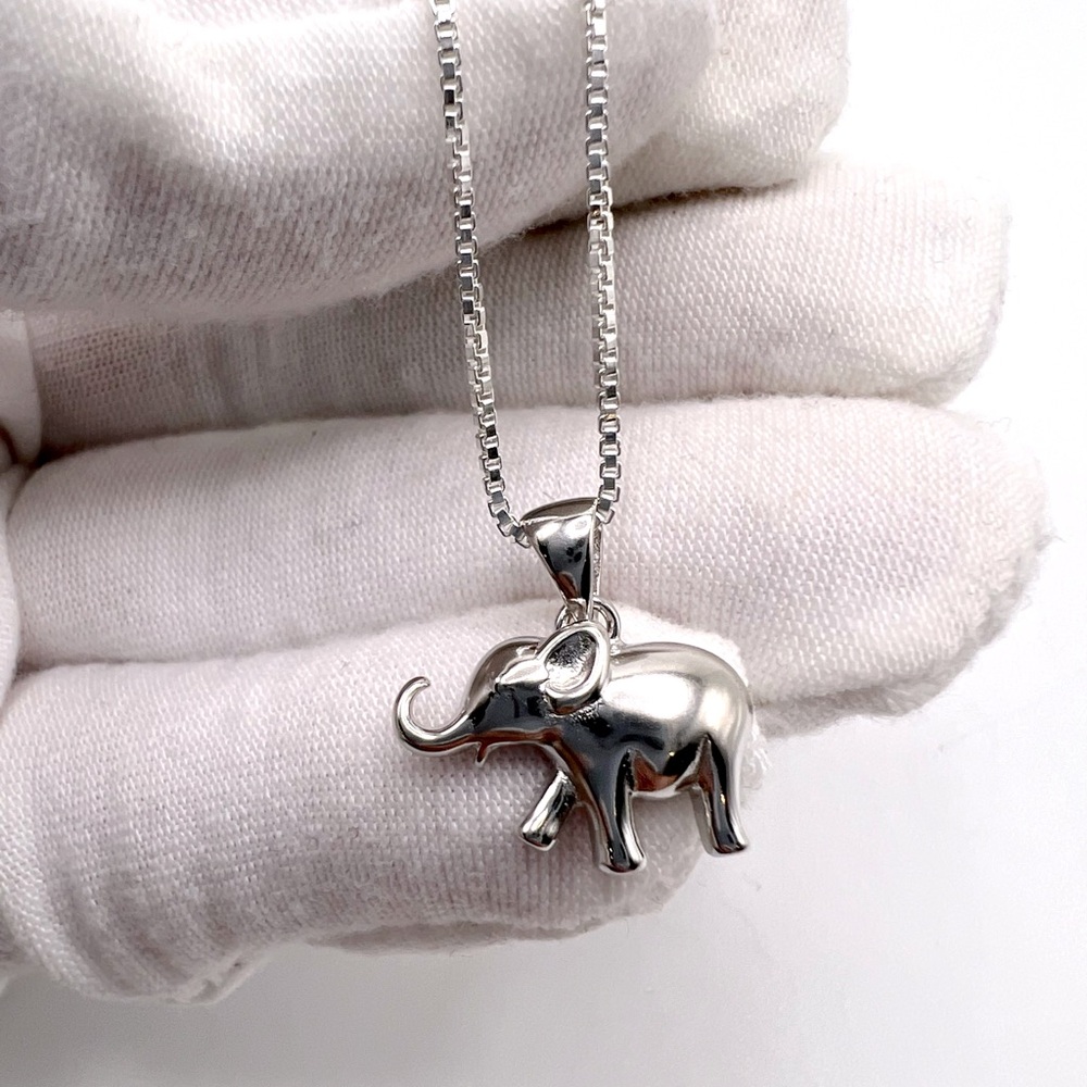 .925 Sterling Silver Elephant Necklace - Picture 9 of 14